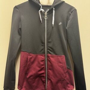 Black and Red Zip-Up Sweater with Hood